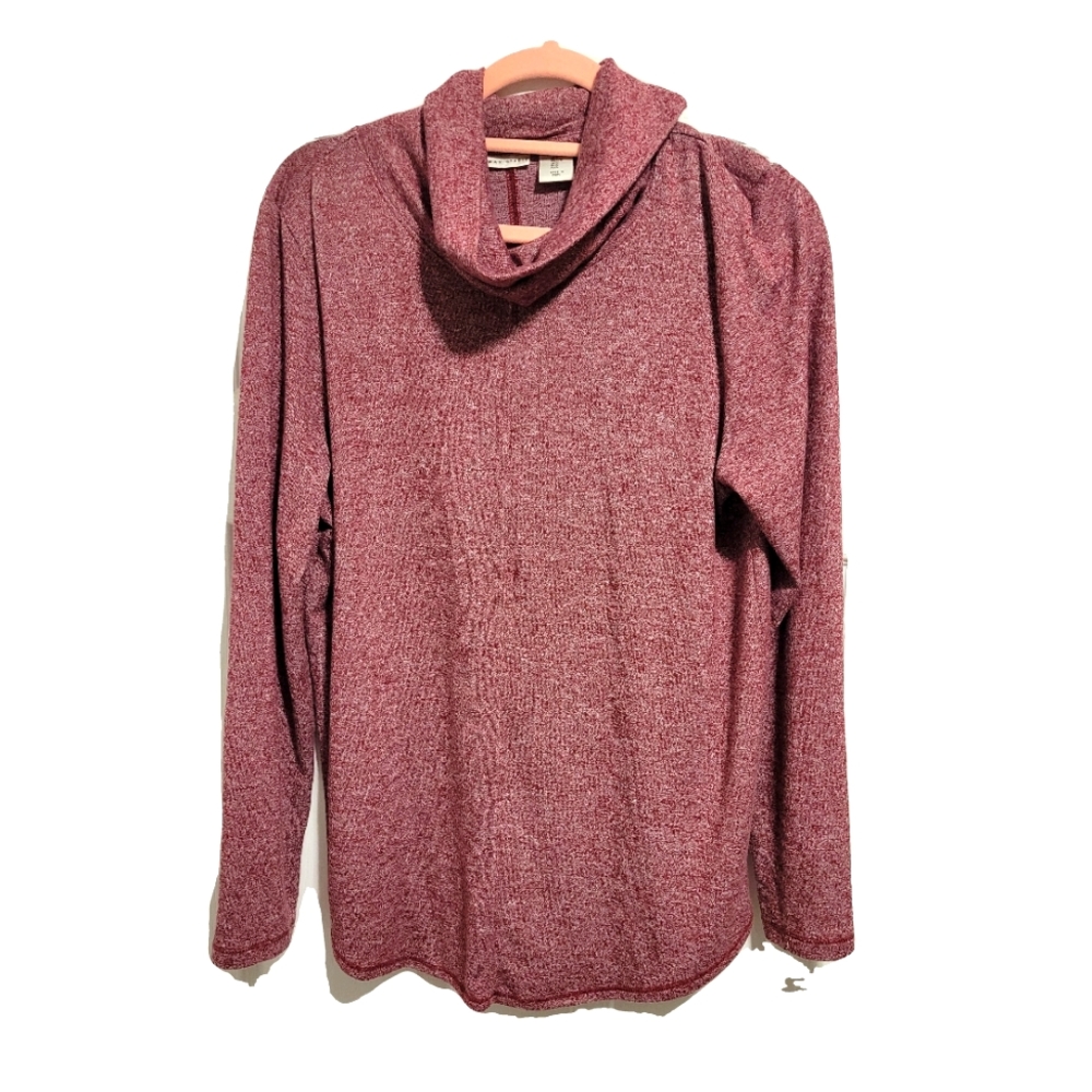 Loose fitted cowlneck,sz large, heathered burgundy